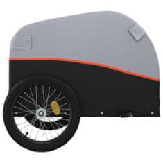 Vidaxl fekete-narancssárga vas kerékpár-utánfutó 30 kg 94117