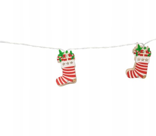 RAMIZ Karácsonyi dekorációs LED fényfűzér meleg fehér, 1, 6 méter - mikulás zokni