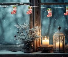 RAMIZ Karácsonyi dekorációs LED fényfűzér meleg fehér, 1, 6 méter - mikulás zokni