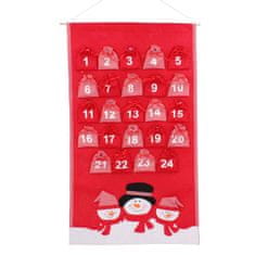RAMIZ Textil adventi naptár piros színben hóemberes 49X74 cm