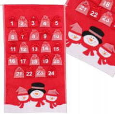 RAMIZ Textil adventi naptár piros színben hóemberes 49X74 cm