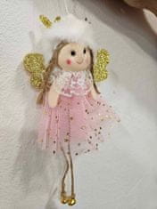 RAMIZ Angyalkás karácsonyfadísz csillogó szárnyakkal 10x16 cm