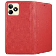 TKG Telefontok Realme C53 - piros mágneses szilikon keretes könyvtok