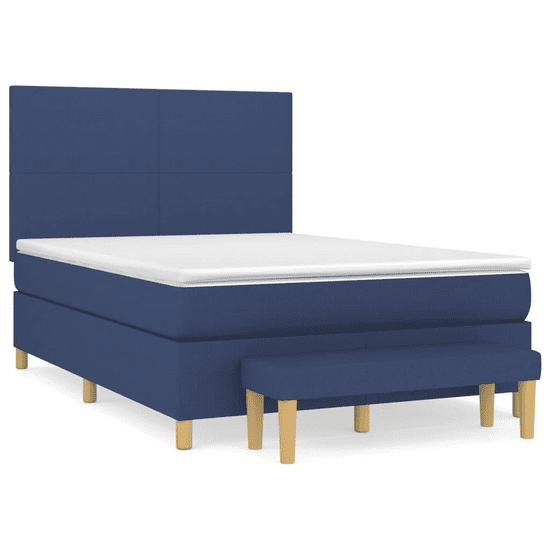 Vidaxl kék szövet rugós ágy matraccal 140 x 190 cm (3136995)