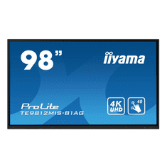iiyama PROLITE Álló digitális tábla 2,49 M (98") LED Wi-Fi 400 cd/m² 4K Ultra HD Fekete Érintőképernyő Beépített processzor Android 24/7