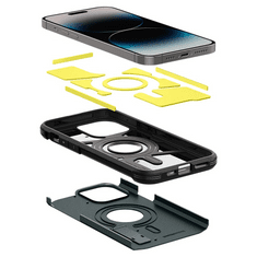 Spigen Apple iPhone 14 Pro, Szilikon tok + műanyag hátlap, Magsafe töltővel kompatibilis, kitámasztóval, Tough Armor Mag, sötétzöld (S66741)