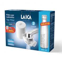 Genova csapra szerelhető mikroplasztik+metal-stop vízszűrő + fém palack (R20A) (laicaR20A)