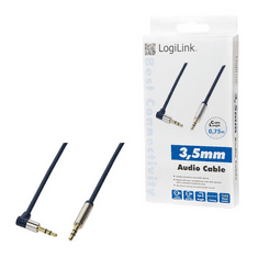 LogiLink 3.5 Stereo apa/apa 90°-ban hajlított audio kábel 0.75 m kék (CA11075) (CA11075)