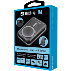 Sandberg Mag Wireless Powerbank 10000 10000 mAh Vezeték nélkül tölthető Fekete (420-94)