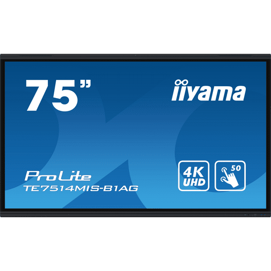 iiyama TE7514MIS-B1AG tartalomszolgáltató (signage) kijelző Interaktív síkképernyő 190,5 cm (75") LCD Wi-Fi 435 cd/m² 4K Ultra HD Fekete Érintőképernyő Beépített processzor Android 24/7 (TE7514MIS-B1AG)