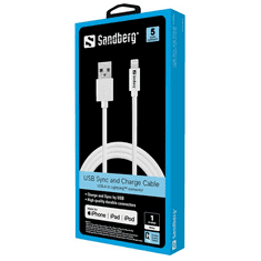 Sandberg USB>Lightning 1m AppleApproved Fehér (440-75)