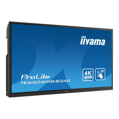 iiyama TE6504MIS-B3AG tartalomszolgáltató (signage) kijelző Interaktív síkképernyő 165,1 cm (65") Wi-Fi 400 cd/m² 4K Ultra HD Fekete Érintőképernyő Beépített processzor iiWare 9.0 (TE6504MIS-B3AG)