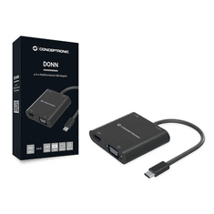 Conceptronic DONN09B video átalakító kábel 0,2 M USB C-típus HDMI + VGA (D-Sub) + USB Type-A + 3.5mm Fekete (DONN09B)