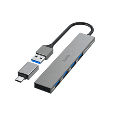 Hama 00200141 hálózati csatlakozó USB 3.2 Gen 1 (3.1 Gen 1) Type-A 5000 Mbit/s Szürke (hama200141)