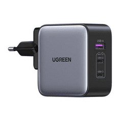 Ugreen 65W Nexode GaN Headset, Mobiltelefon, Laptop, Okosóra, Táblagép Szürke USB Gyorstöltés Beltéri (90409)