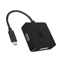 RaidSonic ICY BOX IB-DK1104-C 0,15 M USB C-típus DVI + VGA + DisplayPort + HDMI Fekete (IB-DK1104-C)