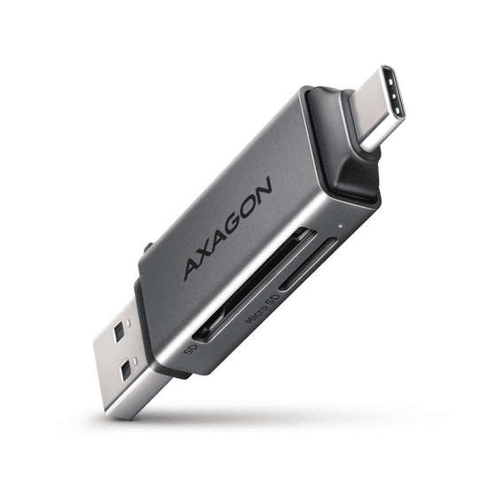 AXAGON USB-C + USB-A külső kártyaolvasó szürke (CRE-DAC) (CRE-DAC)