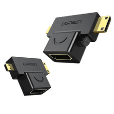 Ugreen 20144 video átalakító kábel HDMI Mini-HDMI + Micro-HDMI Fekete, Arany (UG20144)