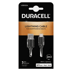 Duracell USB5022A Lightning kábel 2 M Fekete (USB5022A)