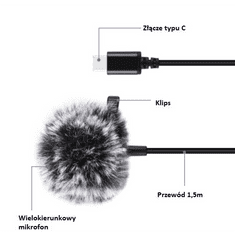 Puluz csiptethető mikrofon USB-C 1,5 m(PU425) (PU425)