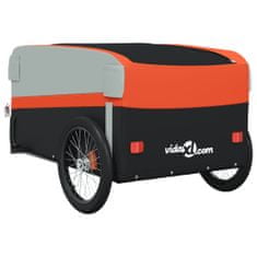 Vidaxl fekete-narancssárga vas kerékpár-utánfutó 45 kg 94047