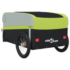 Vidaxl fekete-zöld vas kerékpár-utánfutó 45 kg 94053