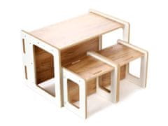 ABC CONNECT Asztal 2 székkel 3 az 1-ben fehér/tölgy montessori