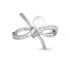 JwL Luxury Pearls Női csillogó bross masni igazgyöngyökkel és kristályokkal JL0842