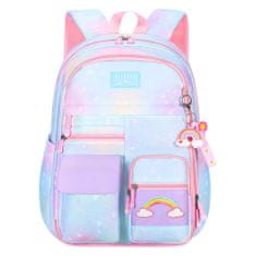 Dollcini elegáns iskolatáska, hátizsák, stílusos hétköznapi táska, Travel, College iskolai táska, kék / rózsaszín