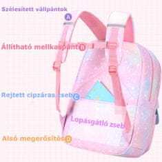 Dollcini elegáns iskolatáska, hátizsák, stílusos hétköznapi táska, Travel, College iskolai táska, kék / rózsaszín