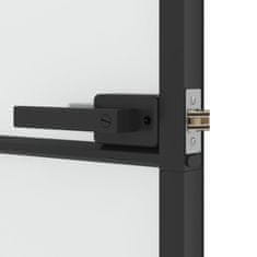 Greatstore fekete edzett üveg és alumínium vékony beltéri ajtó 93x201,5 cm