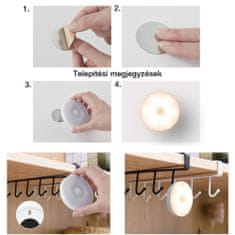 Dollcini LED lámpa, Intelligens LED lámpa vezeték nélküli mozgásérzékelővel és USB-töltéssel, hordozható, fehér/szürke