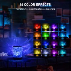 Dollcini Wave Crystal asztali lámpa érintésvezérlés, RGB színváltó éjszakai lámpa távirányítóval, szabályozható hidegvíz világítás a hálószobába, fali dekoráció a nappaliba
