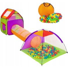 Northix Gyermekjáték - sátor + alagút + ház + 200 labda 