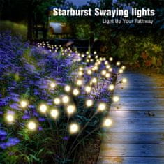 Dollcini Napelemes kerti lámpák, Starburst Swing Solar Firefly lámpák, 3 mód és hét szín, vízálló Solar Firefly lámpák, kültéri dekoratív kert, terasz, ösvénylámpák