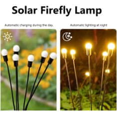 Dollcini Napelemes kerti lámpák, Starburst Swing Solar Firefly lámpák, 3 mód és hét szín, vízálló Solar Firefly lámpák, kültéri dekoratív kert, terasz, ösvénylámpák
