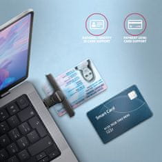 AXAGON CRE-SMPC, USB-C PocketReader érintőkártya olvasó Smart card (eCitizen, eID kliens)