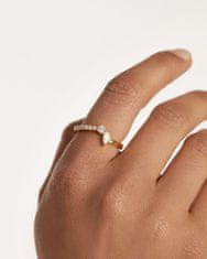 PDPAOLA Gyönyörű aranyozott gyűrű cirkónium kövekkel Ava Essentials AN01-863 (Kerület 50 mm)