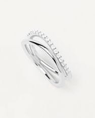 PDPAOLA Bájos ezüst gyűrű cirkónium kövekkel Twister Essentials AN02-844 (Kerület 50 mm)