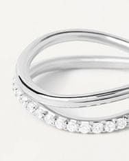 PDPAOLA Bájos ezüst gyűrű cirkónium kövekkel Twister Essentials AN02-844 (Kerület 50 mm)