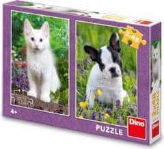 DINO Puzzle Bulldog és kiscica 2x48 darab
