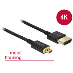 DELOCK kábel High Speed HDMI Ethernettel HDMI-A apa> HDMI Micro-D apa, premium, 3D, 4K, 1.5m (84782) (DE84782)