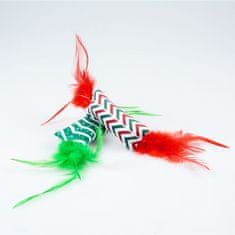 Duvo+ Színes karácsonyi játék macskáknak selymes tollakkal 2db 4x25x3cm