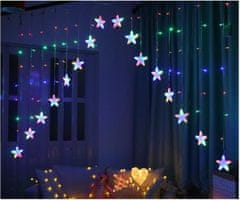 Malatec Újévi fényfüggöny 136 LED RGB többszínű 2,4 m-es csillagok 8 funkció