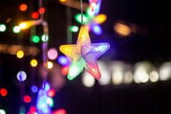 Malatec Újévi fényfüggöny 136 LED RGB többszínű 2,4 m-es csillagok 8 funkció