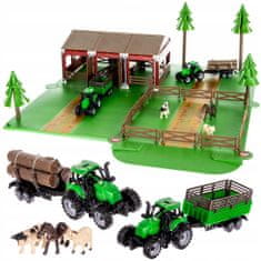 Kruzzel Farm állatokkal és 2db traktor 102 alkatrész készlet