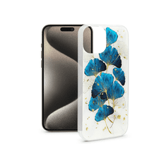 Haffner Apple iPhone 15 Pro Max szilikon hátlap - Gold Glam - leaves (HF632739)