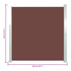 Vidaxl barna behúzható oldalsó napellenző 140 x 300 cm (45358)