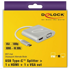 DELOCK USB Type-C (DP alternatív mód) > 1 db HDMI + 1 db VGA csatlakozó (87705) (87705)