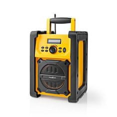 Nedis RDFM3100YW - FM rádió építkezésekhez| 15 W | Bluetooth | IPX5 | Fogantyú | Fekete / Sárga | Fekete / Sárga